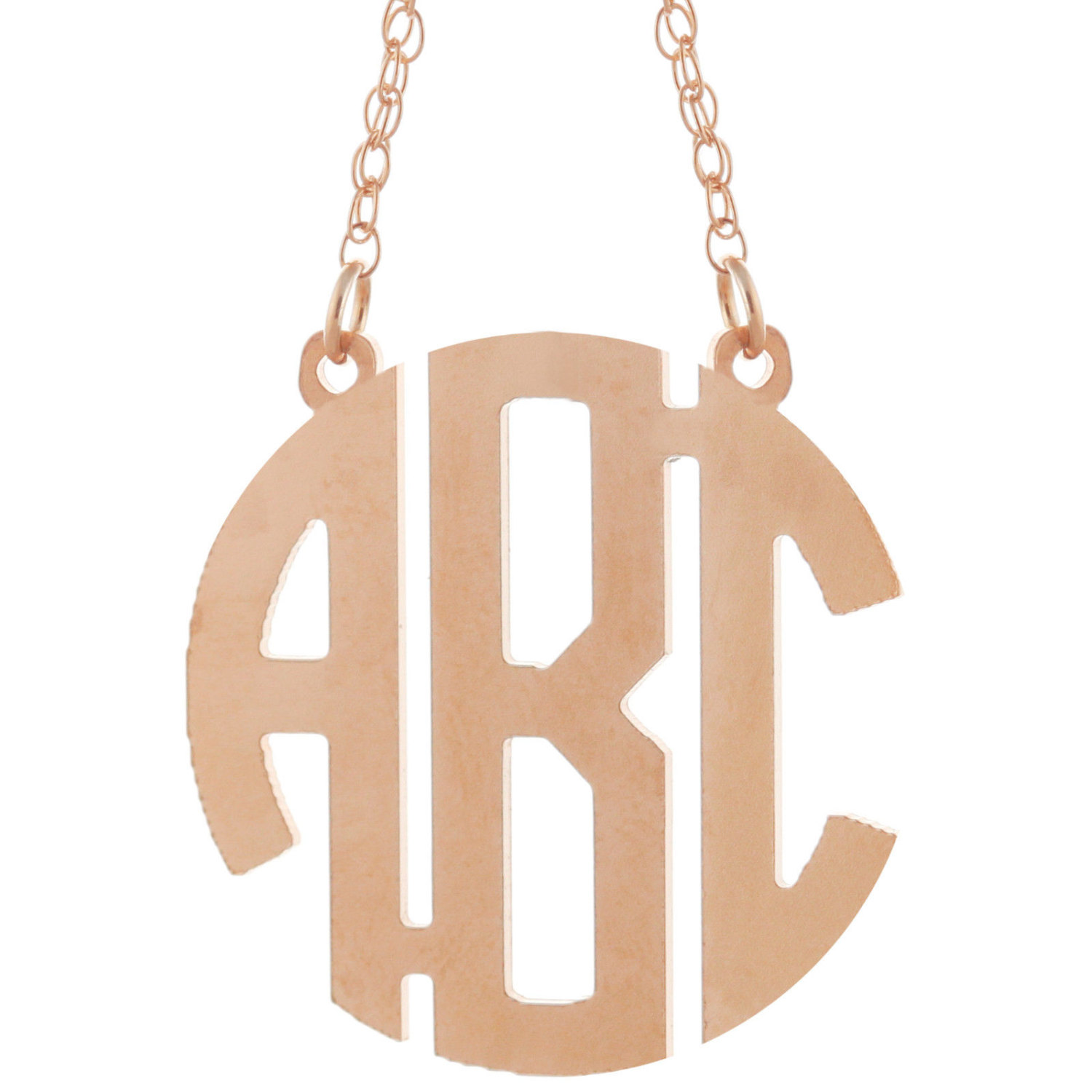 Personalisierte 925er Silber Monogramm Halskette mit Initialen im Kreis Block Design - Typenschild Halskette