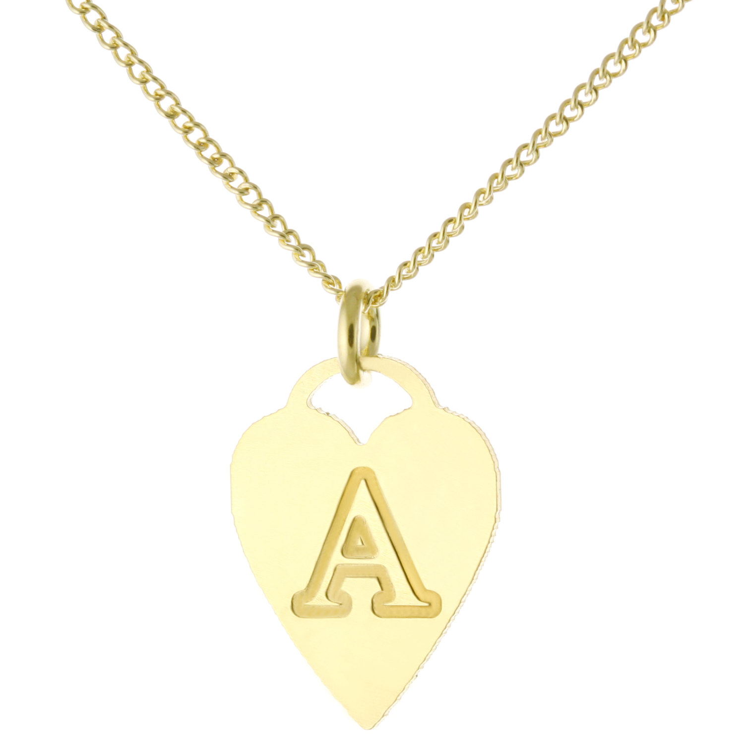 Personalisierte Gravur Herz Anh&auml;nger Halskette mit Initialen in 14K Gelbgold &uuml;ber 925 Sterling Silber - Typenschild Halskette - Erste Halskette