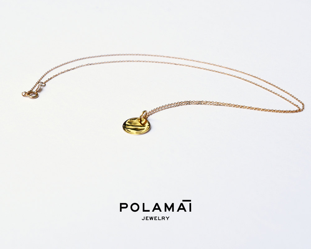 Gold Disc Halskette mit Gravur | 18k Massivgold Kreis Anh&auml;nger | Personalisierter Schmuck