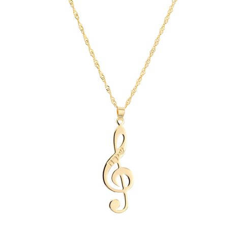 Personalisierte Gold Namenskette mit Gravur - Musik Anmerkung | Personalisierter Schmuck und Geschenke