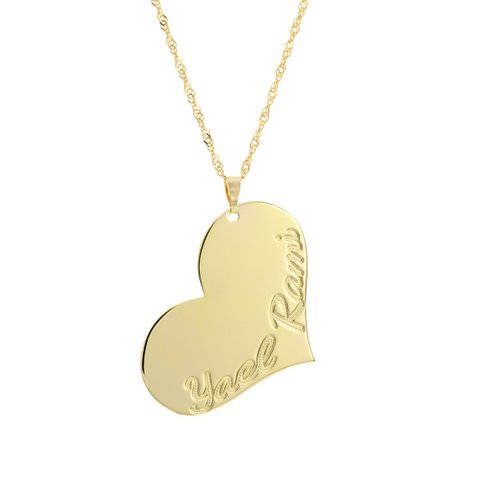Gold Personalisierte Herz Halskette mit Namen gravieren | Namenskette | Schmuck Geschenk