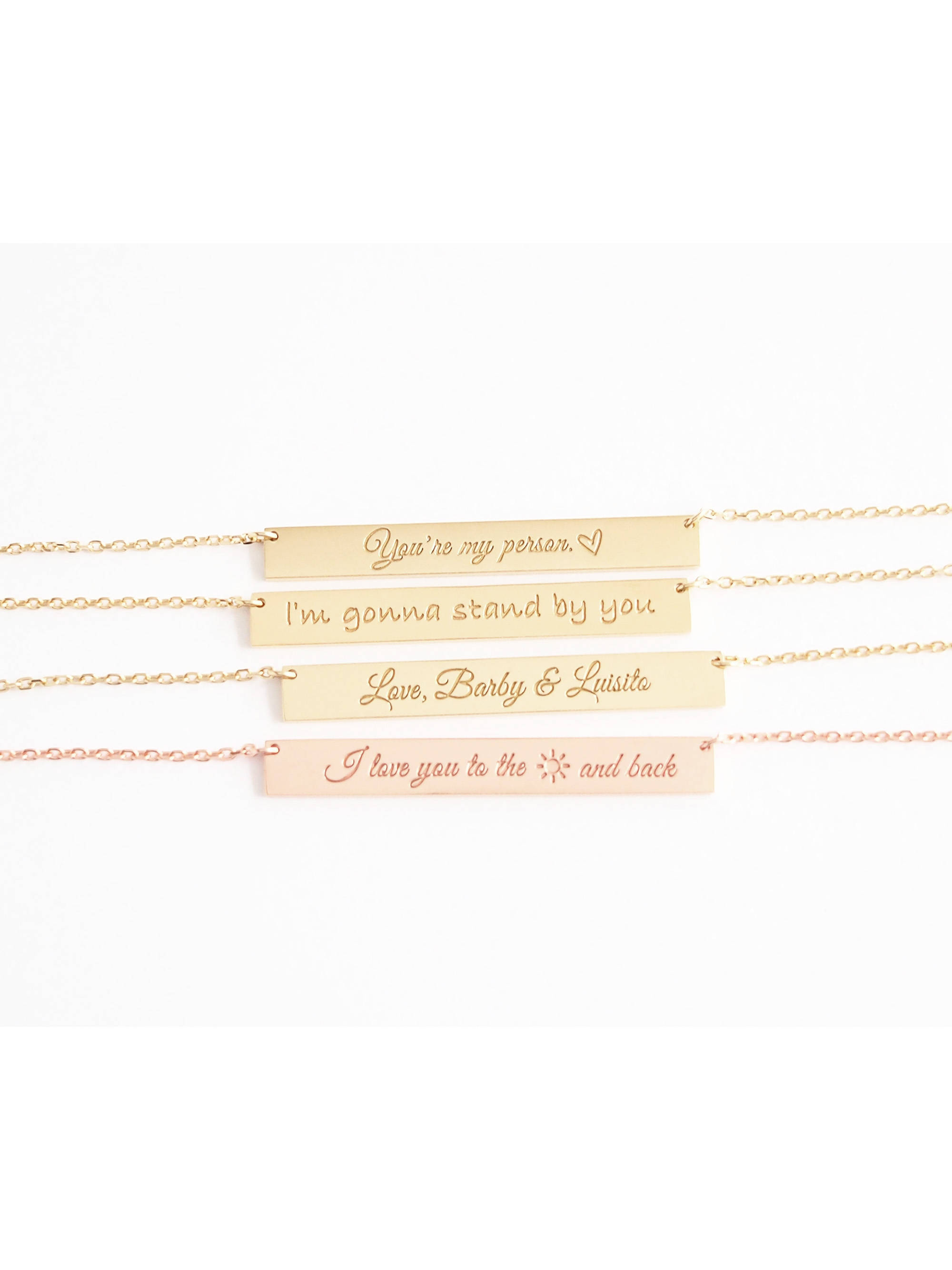 Personalisierte Namenskette 18k Gold gef&uuml;llt - Sterling Silber Name Bar Halskette | Gold oder Silber | L BN01