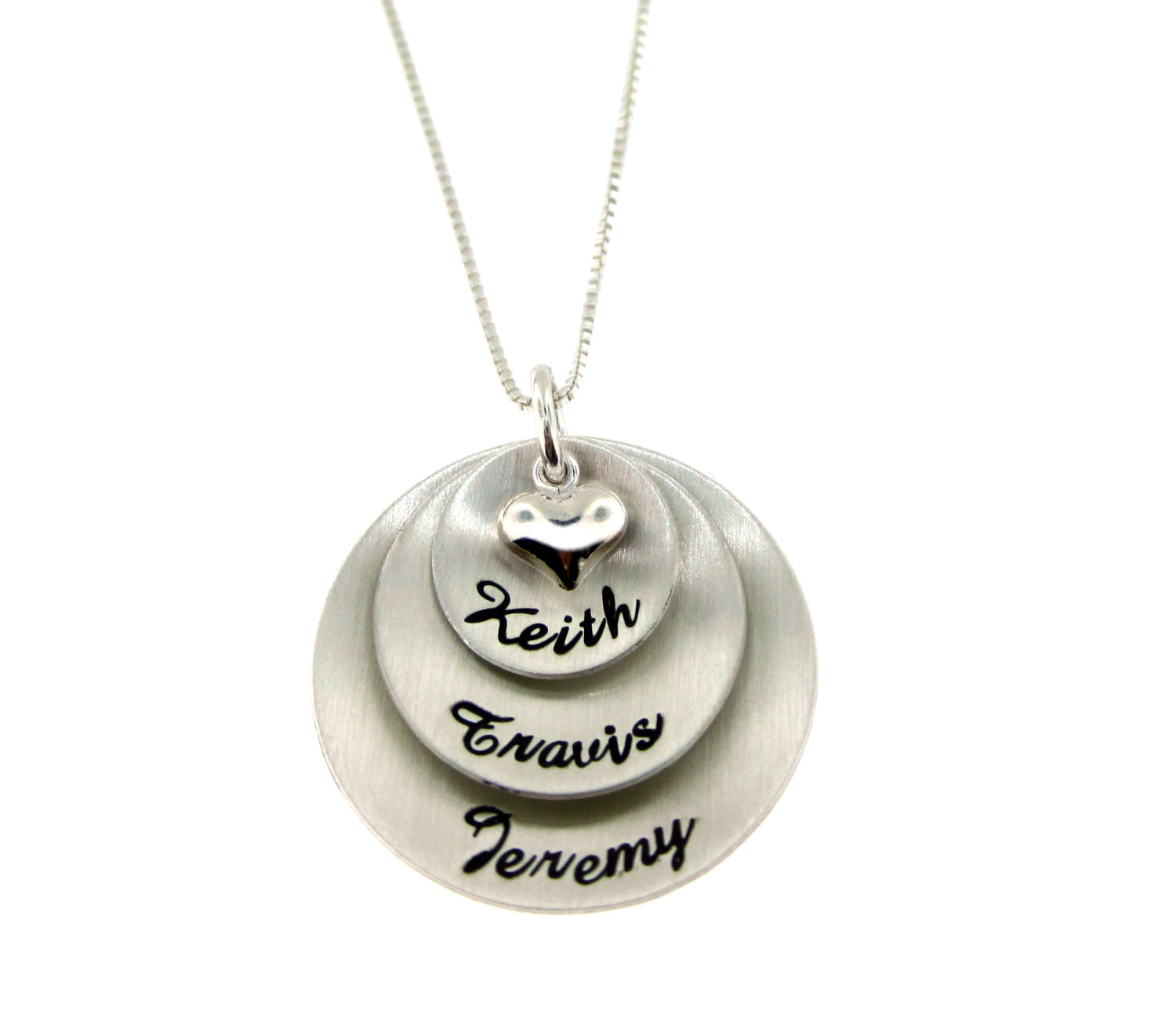 Handgestempelte Personalisierte Halskette f&uuml;r Mama - 925 Sterlingsilber mit 3 Anh&auml;ngern