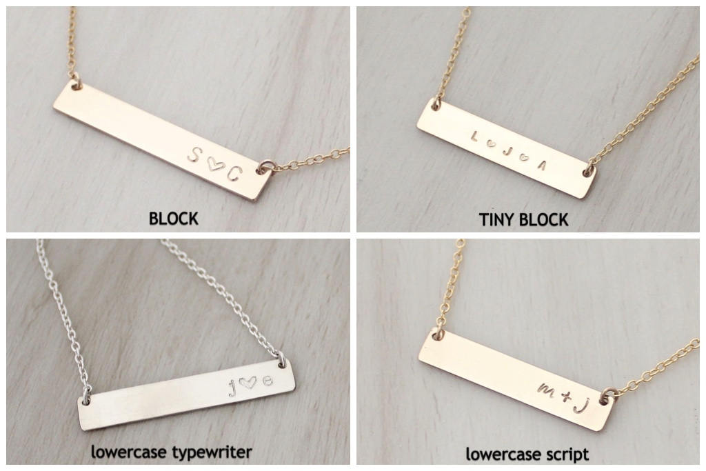 Personalisierte Initial Bar Halskette in Silber &amp; Gold | Gravierte Namenskette