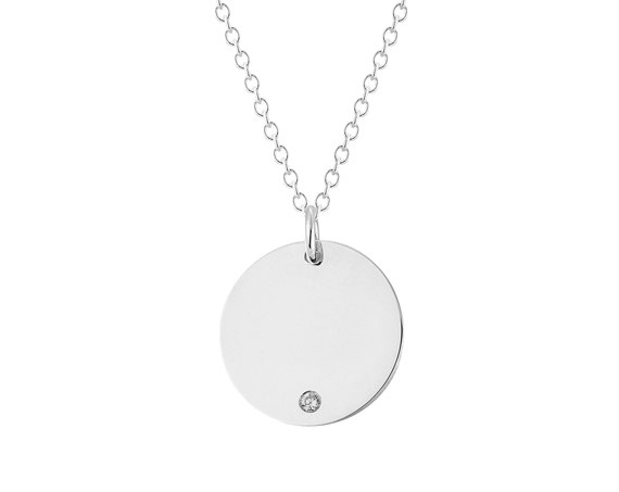 Personalisierte Halskette mit Initial Kreis Charme Anh&auml;nger in Gold - Namenskette - Disc Halskette