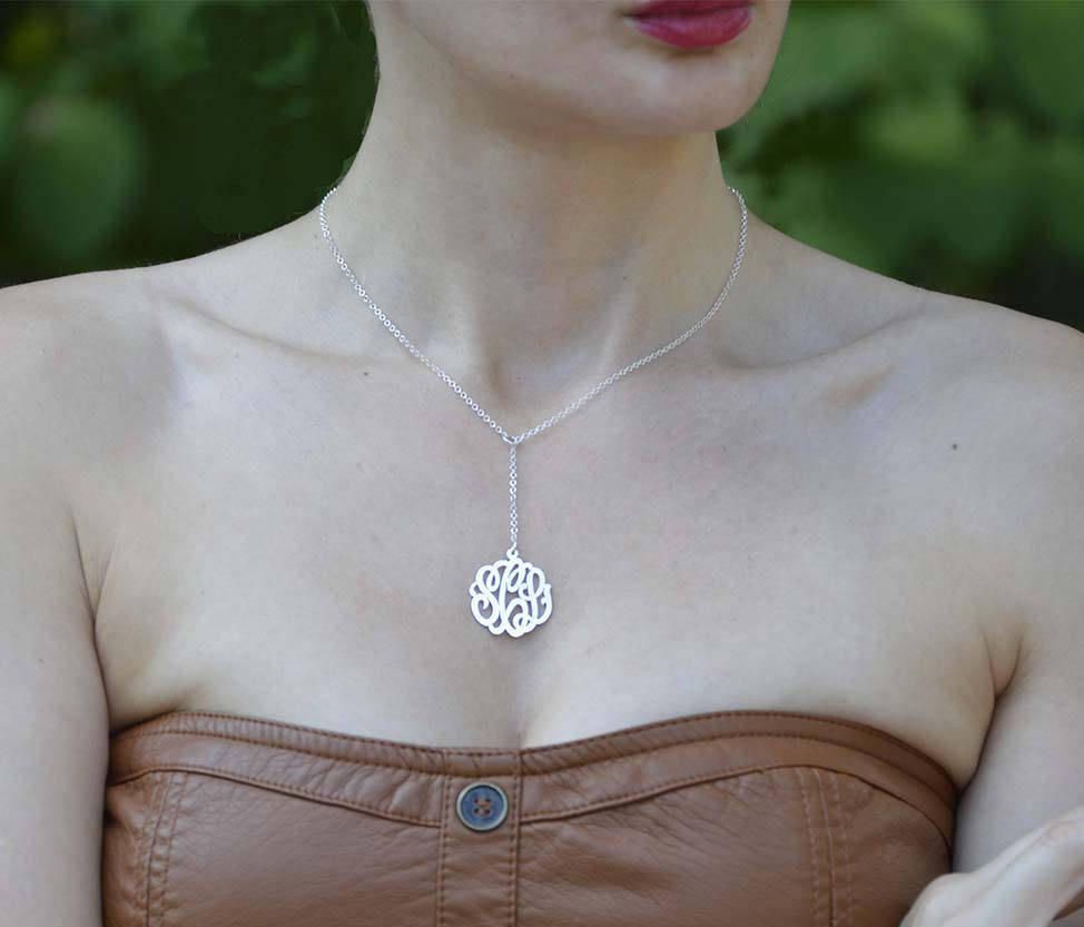 Anf&auml;ngliche Halskette Lariat Stil mit Y Monogramm Anh&auml;nger in Rosa - Trendige Weisearthalskette