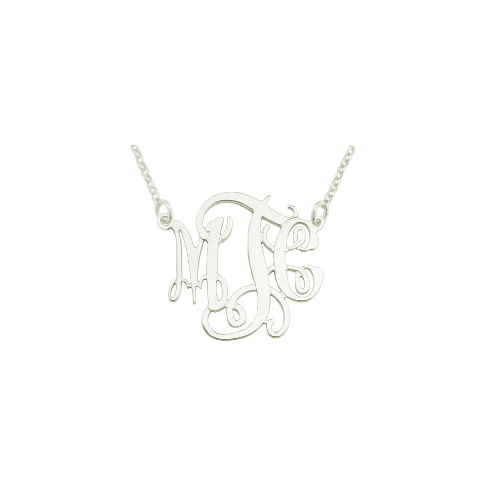 Elegante Monogramm Halskette aus 1.75&quot; Sterlingsilber - Mono113