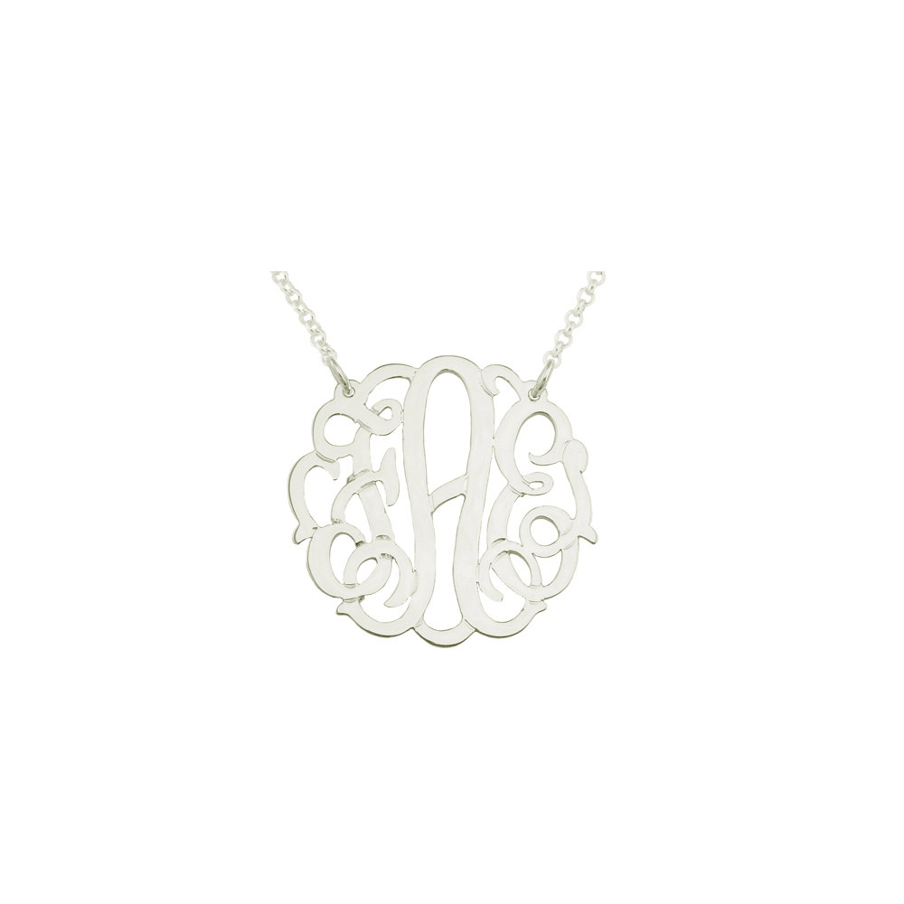 Personalisierte 1&quot; Sterlingsilber Curly Monogramm Halskette - Mono133