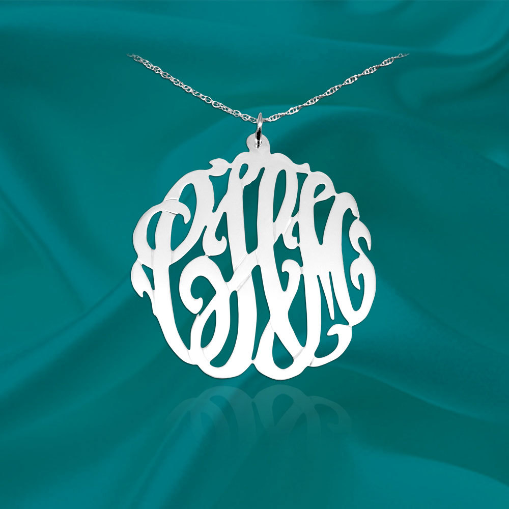 Personalisierte Monogramm Halskette aus Sterling Silber - Made in USA - 1 bis 25 Zoll