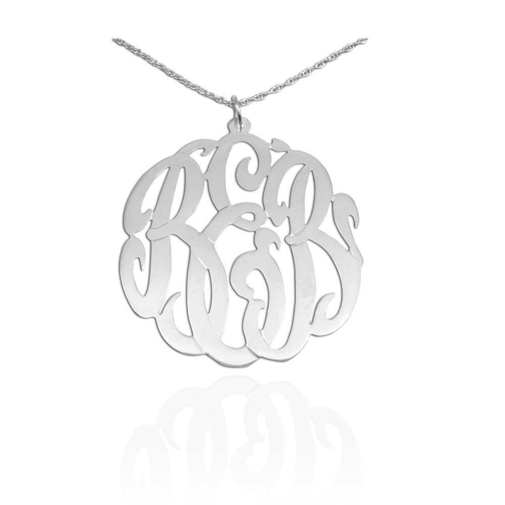Personalisierte Monogramm Halskette aus Sterling Silber - Made in USA - 1 bis 25 Zoll