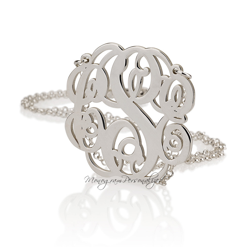 Personalisierte Monogramm Halskette aus 925 Sterling Silber - 1 bis 5 Zoll