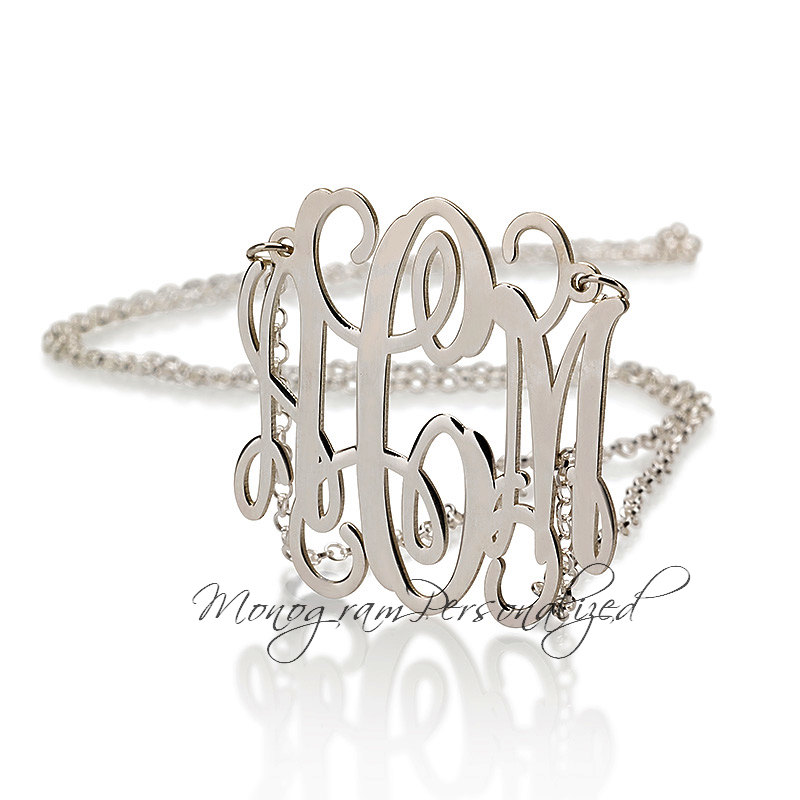Personalisierte Monogramm Halskette aus 925 Sterlingsilber - 1 bis 5 Zoll
