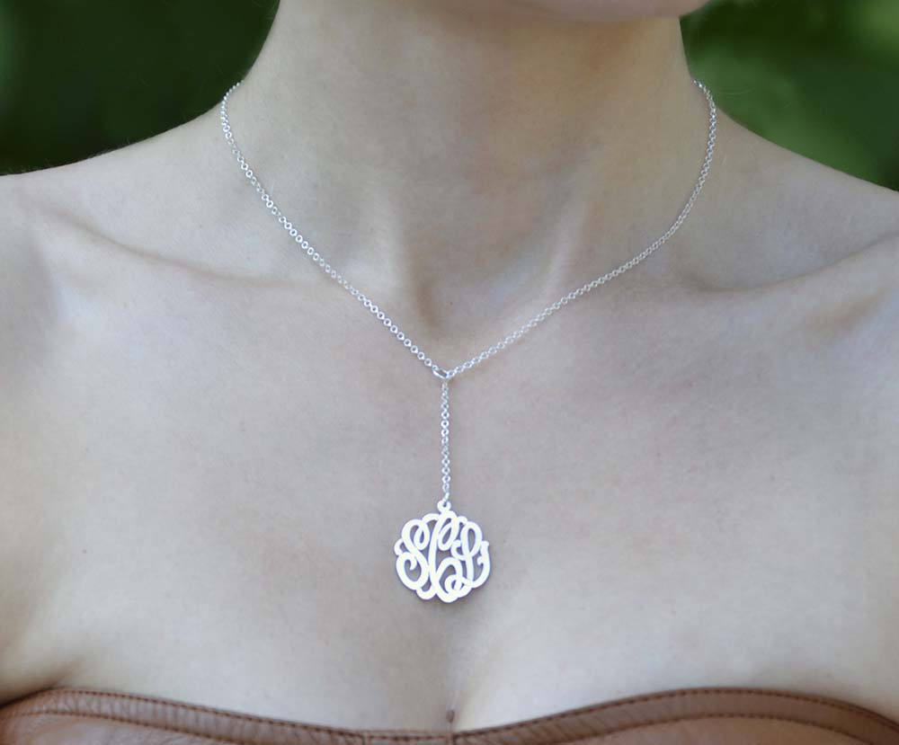 Personalisierte Monogramm Y Halskette - Trendiger Etsy Anh&auml;nger - Einzelanfangsmonogramm Lariat