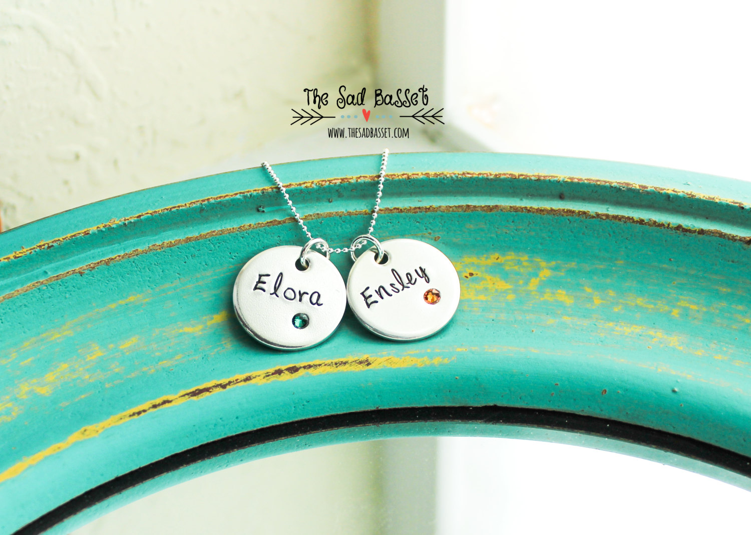 Personalisierte Name &amp; Birthstone Halskette aus Sterling Silber | Mutters Schmuck | Handgestempelter Name Schmuck
