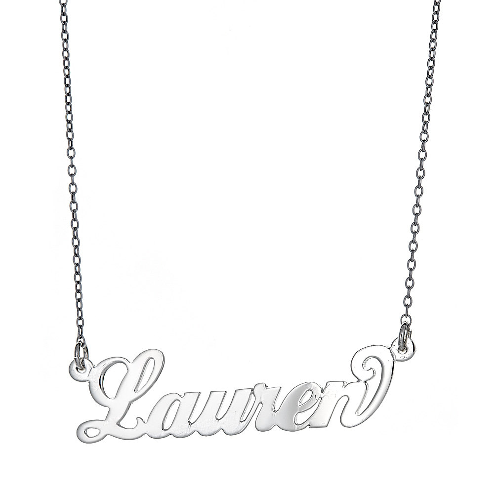 Personalisierte .925 Sterling Silber &quot;Carrie&quot; Script Namensschild Halskette - 3 Gramm - Made in USA
