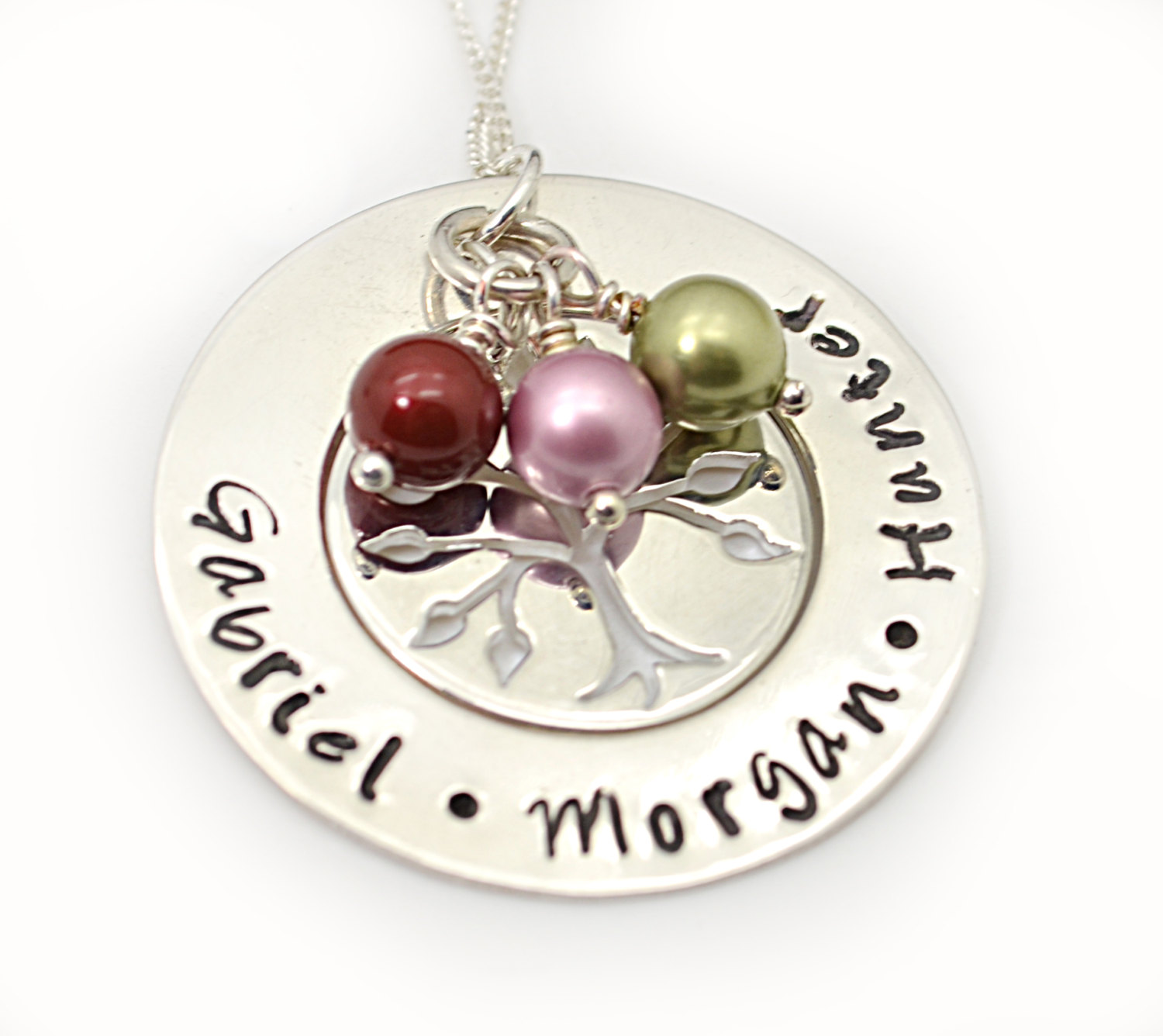 Personalisierte M&uuml;tter Familie Baum Halskette - Handgestempelt - Mutter Schmuck - Geschenk f&uuml;r Mamma - Personalisierter Schmuck - Muttertag Halskette