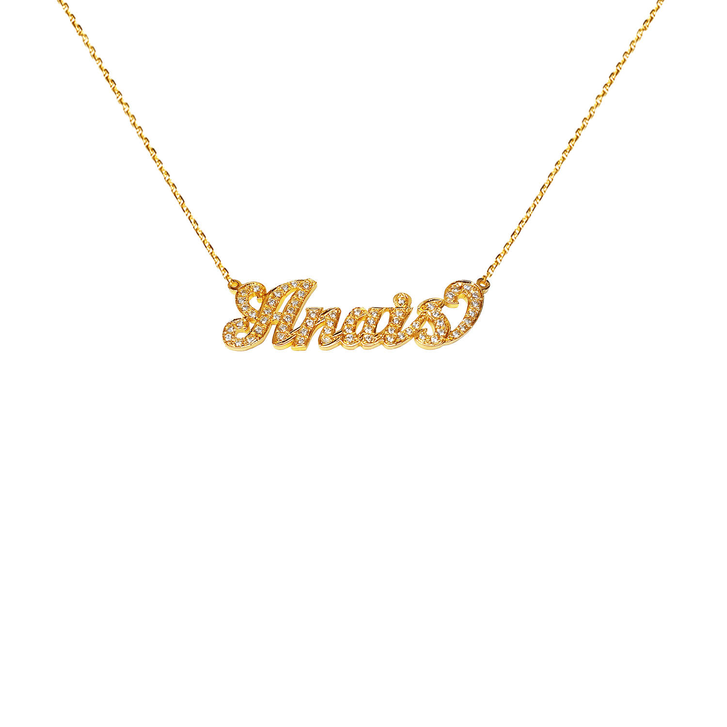 Personalisierte SNP23d Silber Diamant Namenskette f&uuml;r stilvolles und zeitloses Aussehen