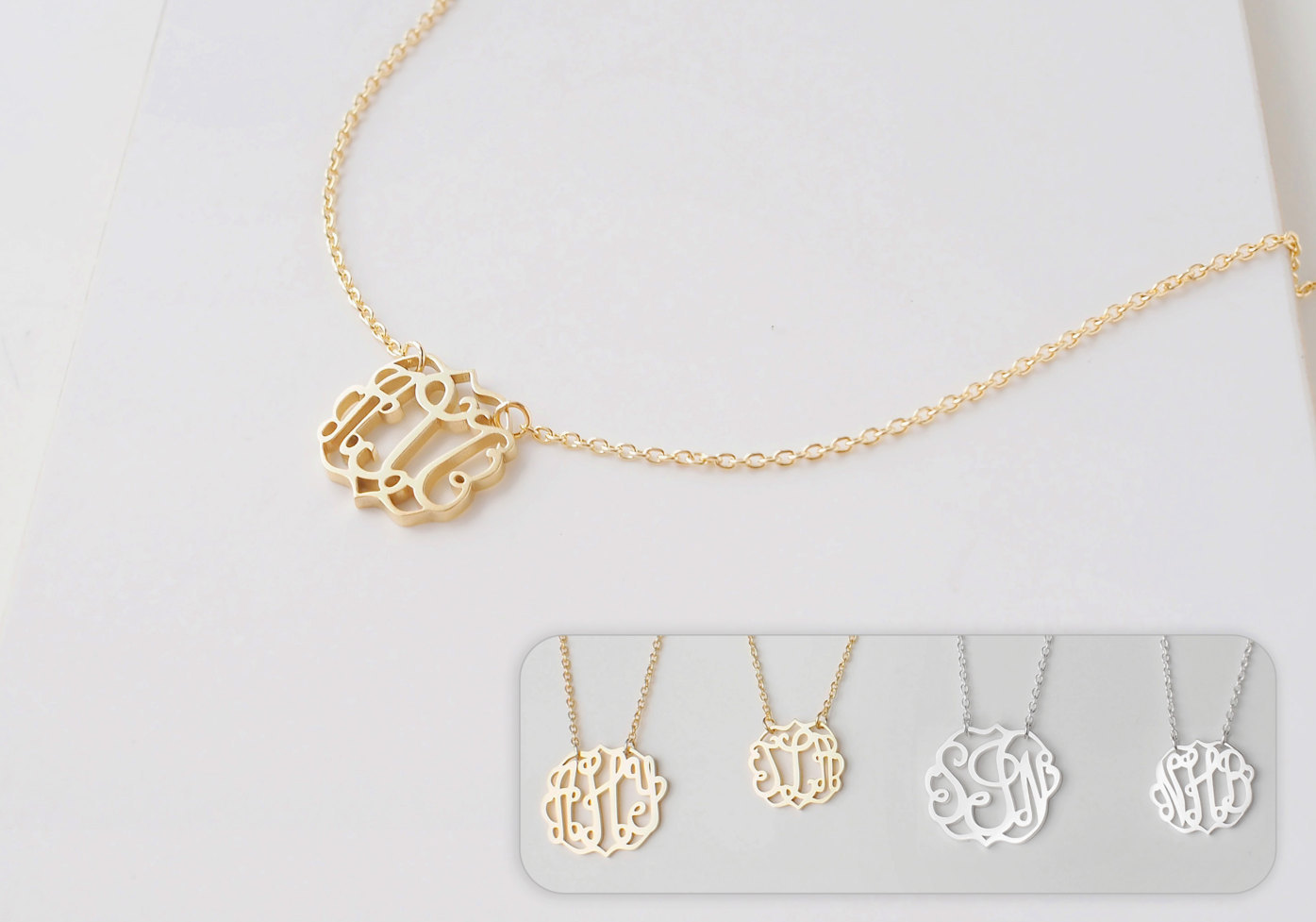 Monogramm Halskette Personalisiert - Initialen Schmuck f&uuml;r Brautjungfern
