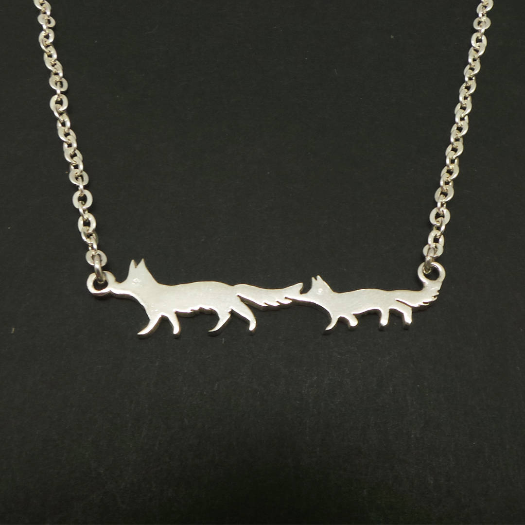 Silber Mutter und Kind Fuchs Halskette | Fuchs Schmuck | Wolf Halskette | W&ouml;lfe | Geschenk f&uuml;r Wolfliebhaber | Geschenk f&uuml;r sie | Weihnachtsgeschenk | Werwolf