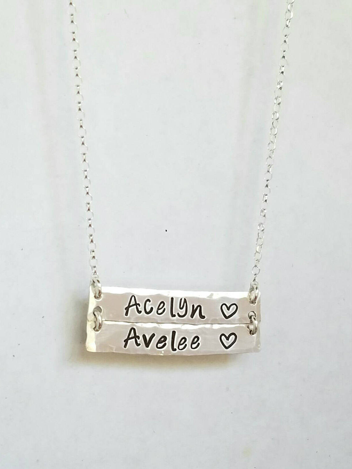 Personalisierte Sterling Silber Namenskette - Doppelte Namensbar Halskette - Zwei Namensketten - 2 Bar Namen Halskette