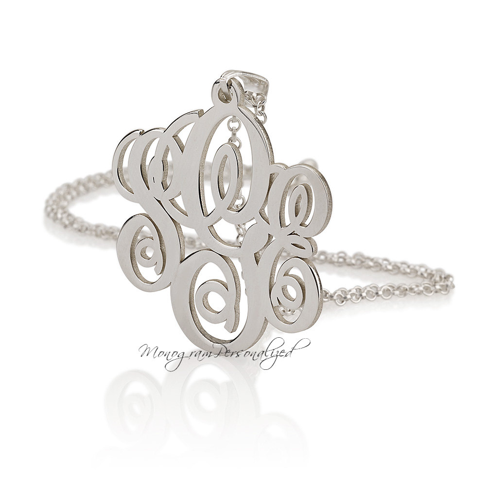 Personalisierte Monogramm Halskette aus 925 Sterlingsilber - Initialen - 1 bis 5 Zoll