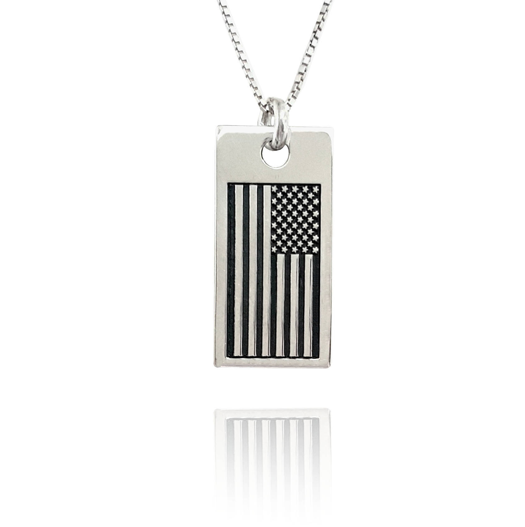 USA Flagge Halskette f&uuml;r M&auml;nner | Sterling Silber Anh&auml;nger | Amerikanische Nationalflagge Schmuck