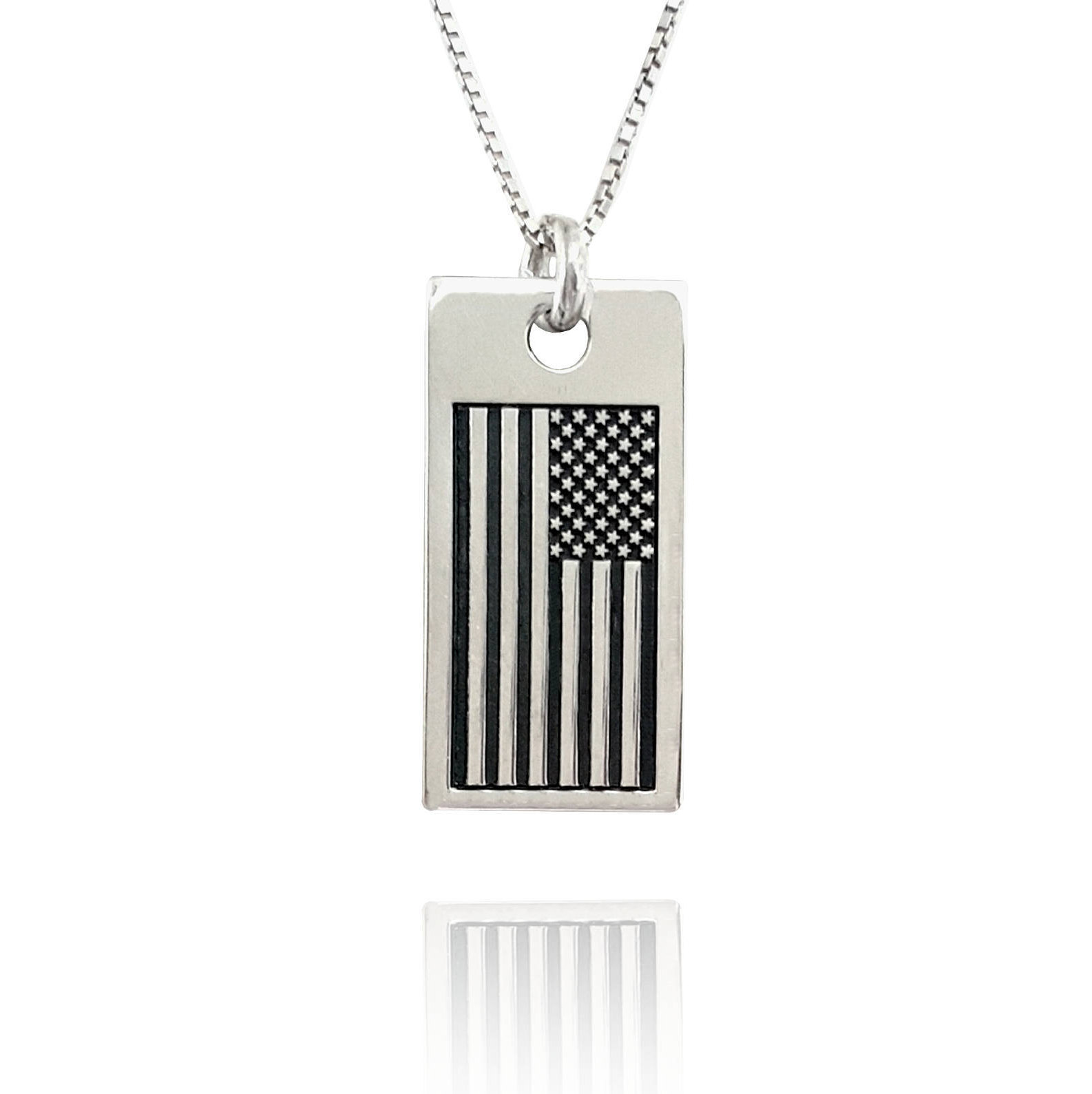 USA Flagge Halskette f&uuml;r M&auml;nner | Sterling Silber Anh&auml;nger | Amerikanische Nationalflagge Schmuck