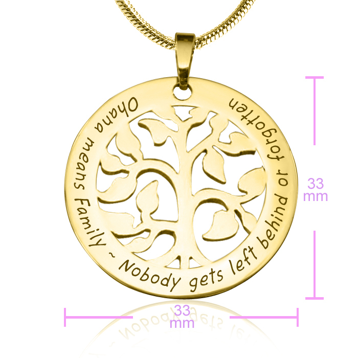 Personalisierte Ohana Baum Anh&auml;nger aus 18-kar&auml;tigem vergoldetem Gold - Limited Edition