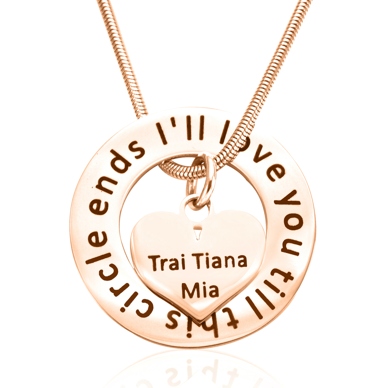 Personalisierte 18ct Rose Gold &uuml;berzogene &quot;Kreis Mein Herz&quot; Halskette