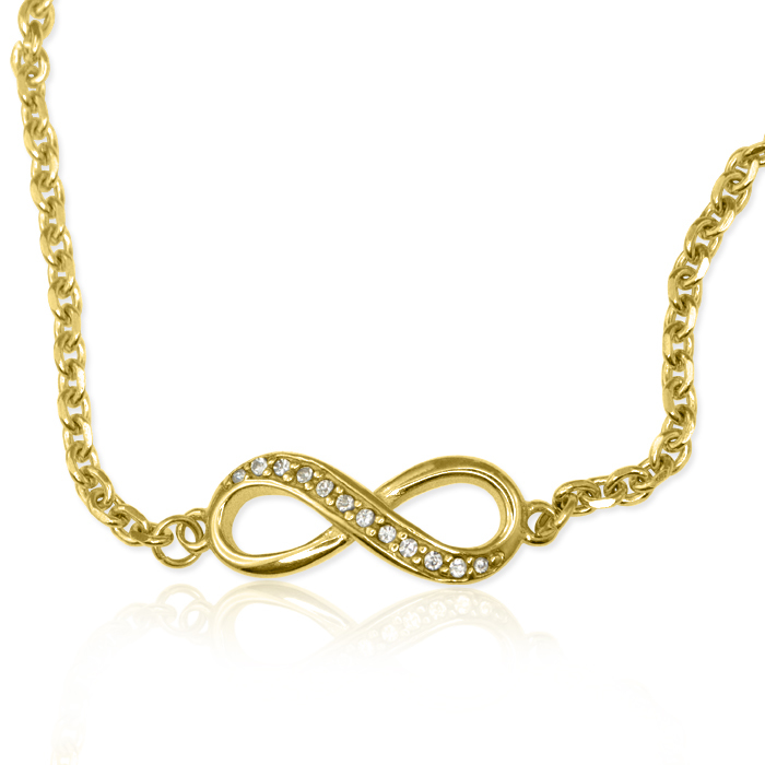 Personalisiertes Kristall Infinity Armband Fu&szlig;kettchen mit 18 Karat vergoldet