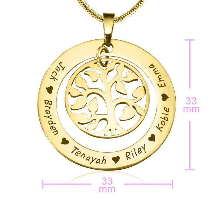 Personalisierte Stammbaum Halskette aus 18 kar&auml;tigem Gold &uuml;berzogen - Mein individuelles Schmuckst&uuml;ck