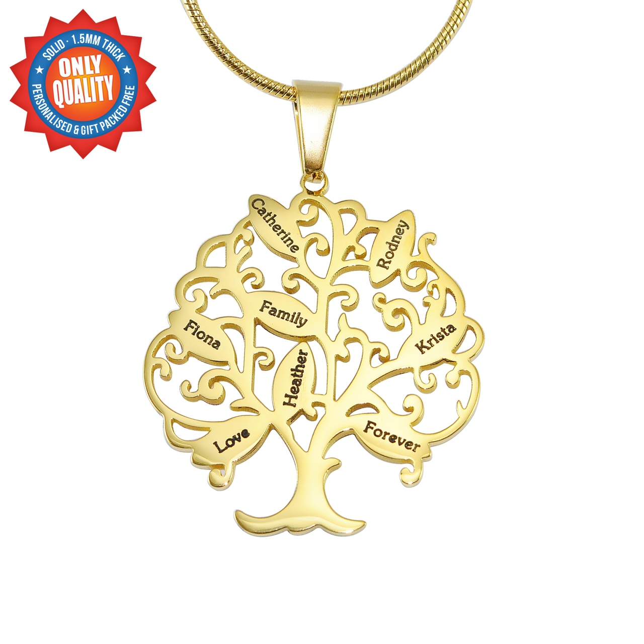 Personalisierte Tree of My Life Halskette - 18 Karat Gold &uuml;berzogen