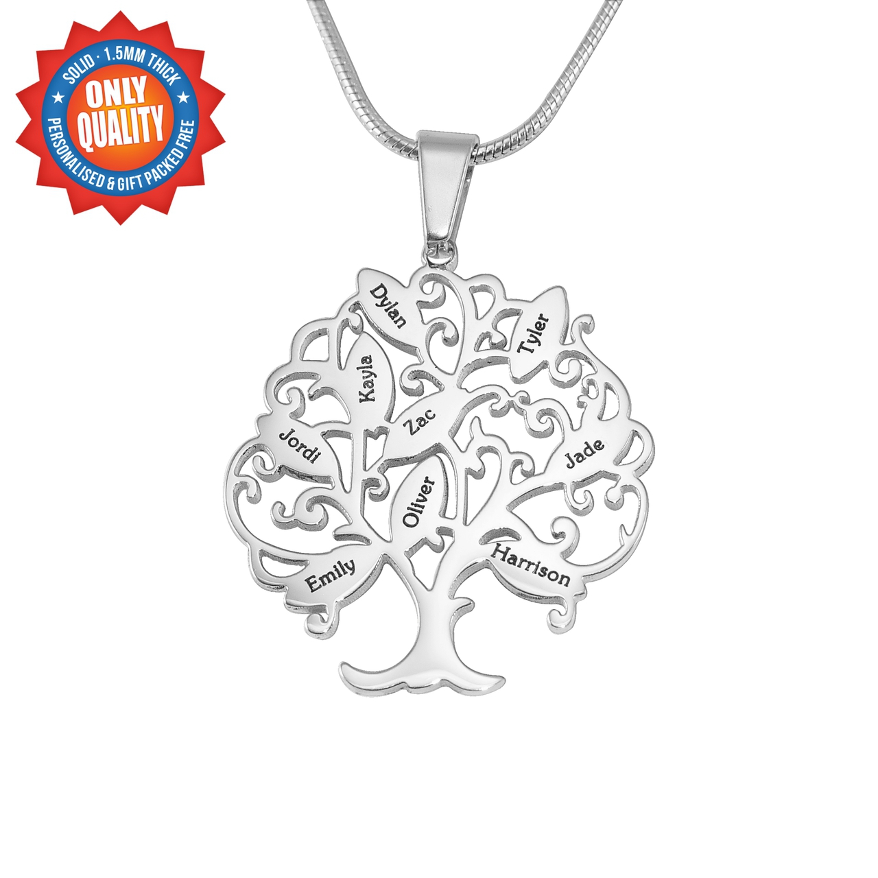 Personalisierte Tree of My Life Halskette aus 925 Sterling Silber - Individuell gestaltbar