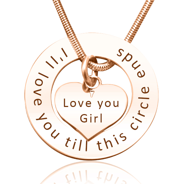 Personalisierte 18ct Rose Gold &uuml;berzogene &quot;Kreis Mein Herz&quot; Halskette