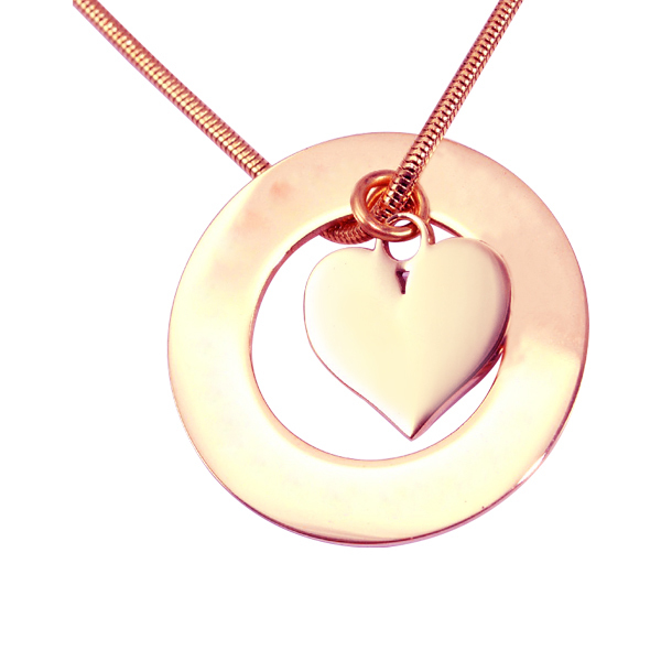 Personalisierte 18ct Rose Gold &uuml;berzogene &quot;Kreis Mein Herz&quot; Halskette
