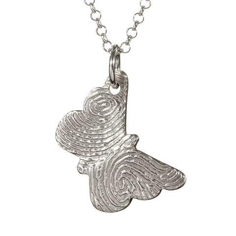 925 Sterling Silber Fingerabdruck Schmetterlings Anh&auml;nger - Hochwertiger Schmuck