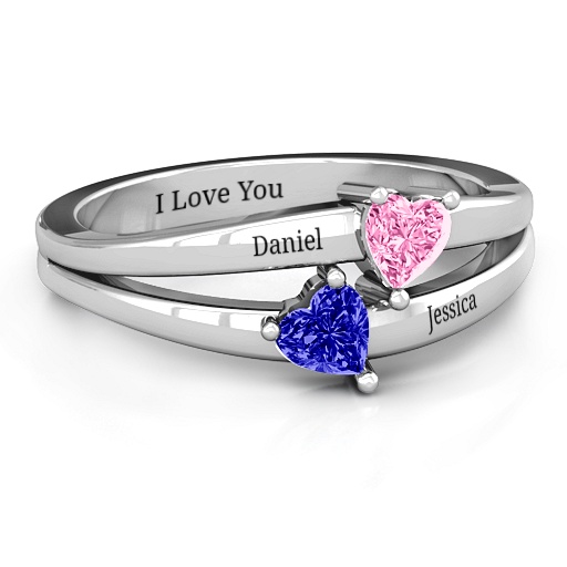 Doppelherz Ring - Hochwertiger Schmuck f&uuml;r Damen und Herren