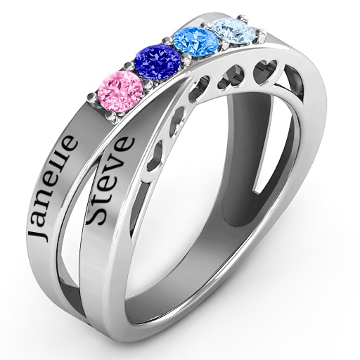 My Heart 4 Stein Ring - Exklusiver Schmuck f&uuml;r Damen