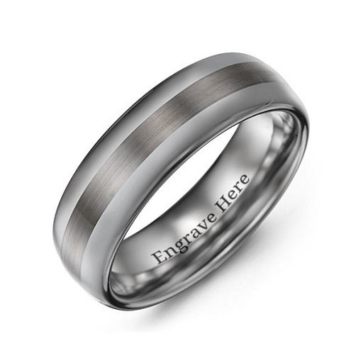 Herren Tungsten Ring mit poliertem geb&uuml;rstetem Zentrum