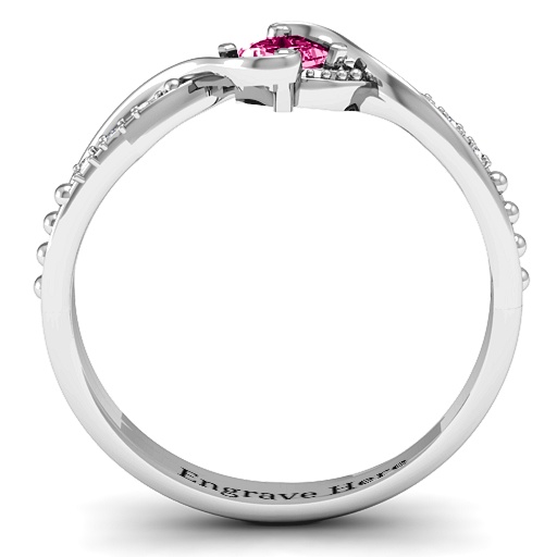 Sterling Silber Espiral Princess geschnittener Ring mit Akzenten - Hochwertiger Schmuck