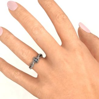 Sterling Silber Espiral Princess geschnittener Ring mit Akzenten - Hochwertiger Schmuck