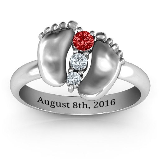 Sterling Silber Baby Fu&szlig; Ring mit Geburtsstein - Hochwertiger Schmuck f&uuml;r Kinder