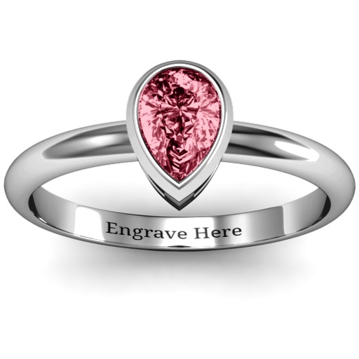 Sterling Silber Birne Ring mit Raised L&uuml;nette - Hochwertiger Schmuck