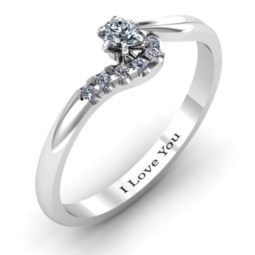 Sterling Silber Solitaire Wellen Ring mit Steinakzenten - Hochwertiger Schmuck