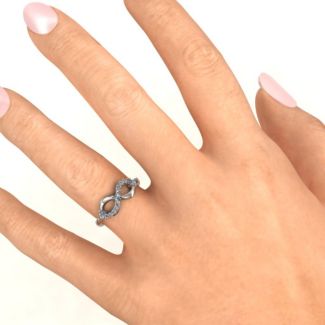 Sterling Silber Drei Stein Unendlichkeit Ring mit Akzenten - Hochwertiger Schmuck