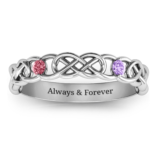 Zwei Stein Interwoven Unendlichkeit Ring - Hochwertiger Schmuck aus Edelstahl