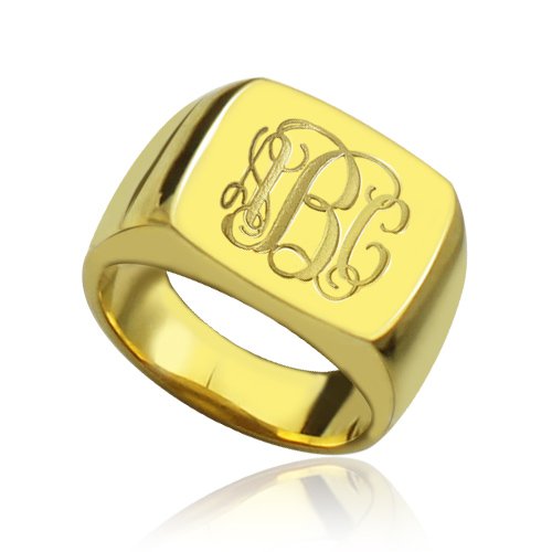 18ct Gold &uuml;berzogener Monogramm Initialen Ring - Modisches Schmuckst&uuml;ck