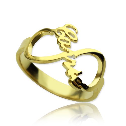 Personalisierter Unendlichkeitsnamen-Ring aus 18 Karat vergoldetem Gold