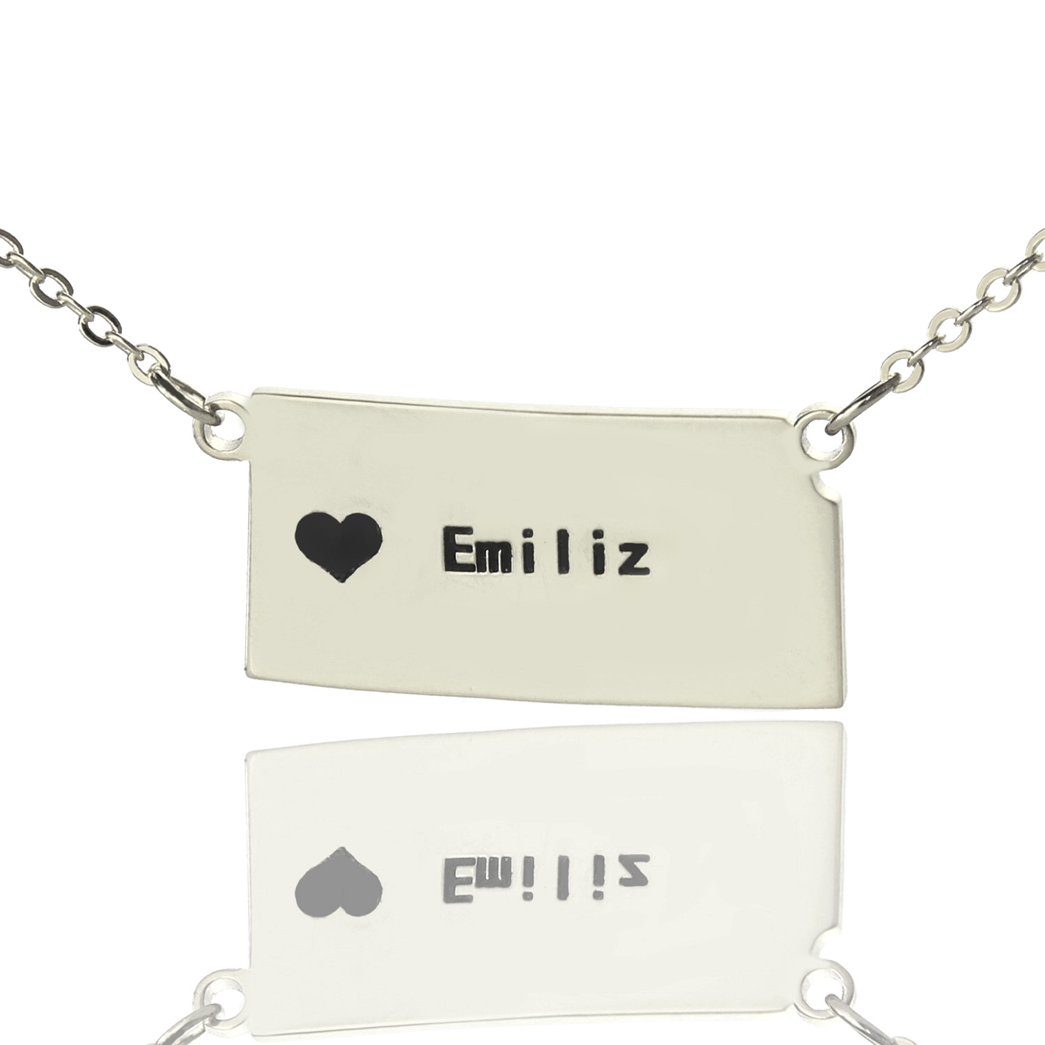 Personalisierte Kansas State Halskette mit Herzanh&auml;nger aus Silber - Individueller Schmuck
