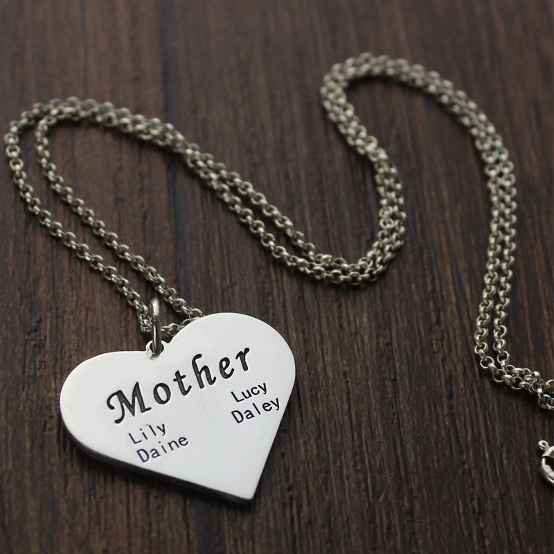Herz Halskette f&uuml;r Mutter aus Sterling Silber - Familie Schmuck